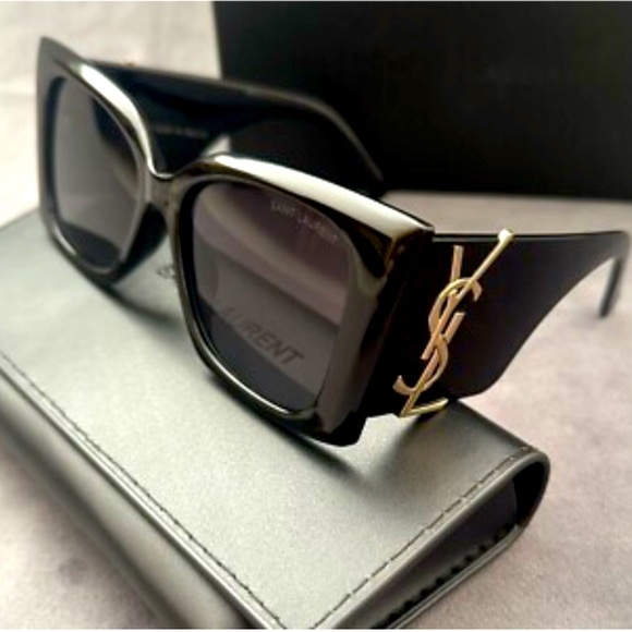 Saint Laurent Black Gold Sunglasses Yves Saint Laurent Black and Gold - Picture 1 of 4